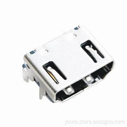 19P A Type Female HDMI® Connector with Refer to ANSI/EIA-364-23 50MΩ